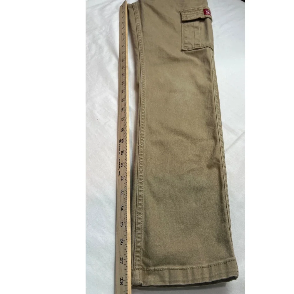 Levis Cargo Pants Boys Size 16 Khaki Elastic Waist Drawstring H972-Y16 Twill G17